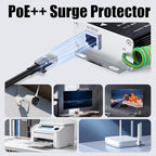 Ethernet Surge Protector Gigabit, Ethernet Lightning Arrestor PoE++ 802.3af/at/bt-RJ45 Lightning Suppressor-SPD with PTC/Gas Discharge Tube/Mounting Flange-1000Mbps,1Pack