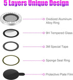 AGVEE 3+3 6 Pack for iPhone 13 6.1 inch / 13 Mini 5.4 inch Camera Lens Protector, Bling Diamond & Bling Glitter Metal Ring 9H Tempered HD Glass Camera Protector Cover Film, Bling-Silver