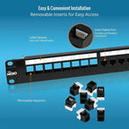 Tecmojo Patch Panel 24 Port, Keystone Patch Panel for Cat 6 /Cat 5e/Cat 5, 1U Cat6 Patch Panel fit 19in AV/Audio Rack&Cabinet, Rack Mount Network Patch Panel with Cable Management,Unshielded