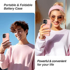 GIN FOXI Battery Case for iPhone 17, Charging Case Charger 8500mAh Ultra-Slim Lightweight Powerful Battery Pack 15W Fast Rechargeable Anti-Fall TPU Juice Box for iPhone 17 (6.3") Pink
