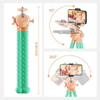 Phone Tripod with Wireless Remote - 2 in 1 Replaceable Flexible Tripod for iPhone, Portable Selfie Stick for Video Recording Vlogging - Compatible with iPhone Android Go Pro, Digital Camera