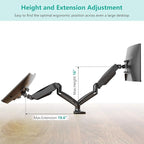WALI Dual Monitor Mount, Monitor Arms for 2 Monitors Fully Adjustable Gas Spring Desk Mount Swivel Mounting Holes Bracket with C Clamp, Grommet Base for Display Up to 32 Inch 19.8lbs (GSMP002), Black