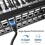 Jadaol 48 Port Shielded Patch Panel Rack or Wall Mount 19-Inch, 2U Cat6A Network Panel Preloaded with 48 Keystone Couplers Plus 2 Spare, 10Gbps Ethernet Panel with Cable Management & Back Support Bar