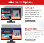 [2 Pack] 19 Inch Privacy Screen Filter for Widescreen 16:10 Monitor | Privacy Shield | Anti-Glare | Anti-Blue light Protector | Eye Protection | Computer Security Private Filter