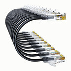 Cat6a Patch Cables 7ft (10 Pack) Slim, Cat6 Ethernet Patch Cable Pure Copper, Flexible Cat 6 Patch Cable 550MHZ 10G, Space-Saving Cat 6A Network Cables for Patch Panel, Black