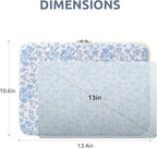 Puffy Laptop Sleeve 13-15.6 Inch Cute Quilted Laptop Protective Case Padded Floral Computer Sleeve for MacBook (B-Blue, 13 Inch)