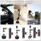 Camera Suction Cup Mount Kits-360°Ball Head Magic Arm,Double-Layer Suction Cup Mount for Action Cameras, GoPr0 Hero 13/12, DJI Osmo X4/X3,Mount on Car Windshield,Dashboard-Video Shooting,JC019
