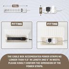 Cable Management Box, Handmade Rattan Cable Organizer, 2 Open Slots Cords Hider Box, Under Desk Cord Organizer for Computer Router USB Hub & Power Strip, Patent Pending, 13" x 5.1" x 5.1", White