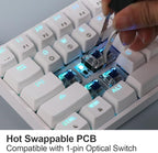EPOMAKER SKYLOONG GK61 SK61 61 Keys Hot Swappable 60% Mechanical Keyboard with RGB Backlit, Doubleshot ABS Keycaps, Dustproof for Win/Mac/Gamers（Gateron Optical Red, White