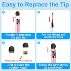 Bopomofo 10 Rubber Tips+5 Transparent Disc Trips,High Precision and High Sensitivity Stylus Replacement Tibs,Black and Silver