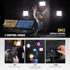 NEEWER Bi Color LED Panel Video Light APP/2.4G/DMX Control, 60W 26600Lux/0.5m 2500K-8500K 13 Scenes V Battery Powered, Lighting for Studio Photography Outdoor Photo Recording Makeup Streaming, PL60B