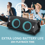 DONOW Portable Bluetooth Speaker with Lights, 30W Stereo Sound, Bass Boost, IPX5 Waterproof, 20H Playtime, Built-in Mic, Speakers Bluetooth Wireless for Home, Party, Outdoor, Travel(Black)