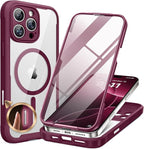 Miracase for iPhone 16 Pro Max Case 6.9'', [Bubble Free] Full-Body Bumper Phone case with Built-in Full Glass Screen &Lens Protector,Compatible with MagSafe,Drop Proof 16 Pro Max Cover,Plum