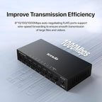 Tenda TEG208E 8 Port Managed Gigabit Switch, Easy Smart Managed, Base-T Ports, Desktop/Wall-Mount, VLAN/IGMP/LAG/QoS, 16Gbps Switching Capacity, Fanless Metal Design