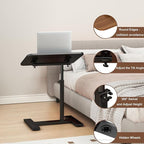 Adjustable Height C Shaped Side Table,360°Swivel Overbed Table,Top Tilting Laptop Stand Table with Hidden Wheels,Mobile Couch End Tables that Slide under,Rolling TV Coffee Table for Sofa/Bed(black)