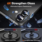 Camera Lens Protector for iPhone 16/16 Plus, Aluminum Alloy Sapphire Glass Camera Screen Cover, Case Friendly- Black Titanium