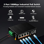 MokerLink 5 Port PoE Industrial DIN-Rail Network Switch, 60W IEEE802.3af/at PoE Power, 10/100Mbps Fast Ethernet, IP40 Rated Network Switch (-40 to 185°F), with UL Power Supply