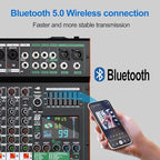 Depusheng TG8 professional dj audio mixer 8 channel input and dual group output with 99-bit dps reverb chip bluetooth usb recording and mp3 playback suitable for stage, bar, recording studio