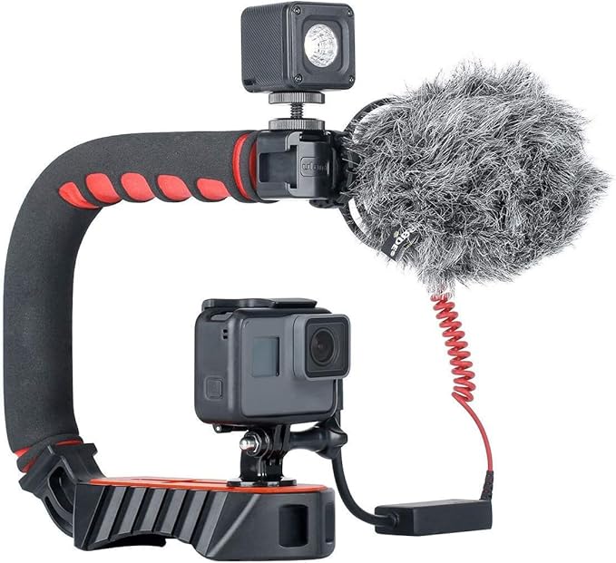 ULANZI U-Grip Pro Handheld Video Rig Steadicam with Triple Cold Shoe, Stabilizing Handle Grip Compatible for iPhone 16 15 14 13 12 Pro Max Xs 8 7 plus Action Camera 13 10 Canon Nikon Sony DSLR Cameras