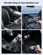 Car Vacuum Portable Cordless, 16000Pa Handheld Vacuum Mini Vacuum Cleaner High Power with Best Suction Brushless Motor, 4 in 1 2-Speed Air Duster Portable Vacuum for Car Keyboard Pet Hair