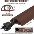 Floor Cord Cover Self Adhesive Cord Hider,10FT Cable Management, Extension Strip Protector for Wires, Prevent Cable Trips for Offices, Gyms, Exhibitions Cavity:0.3"(W) x 0.28"(H) Coffee