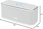DOSS SoundBox Touch Wireless Bluetooth Speaker with 12W HD Sound and Bass, IPX5 Water-Resistant, 20H Playtime, Handsfree, Portable for Office, Home, Outdoor, Travel-White