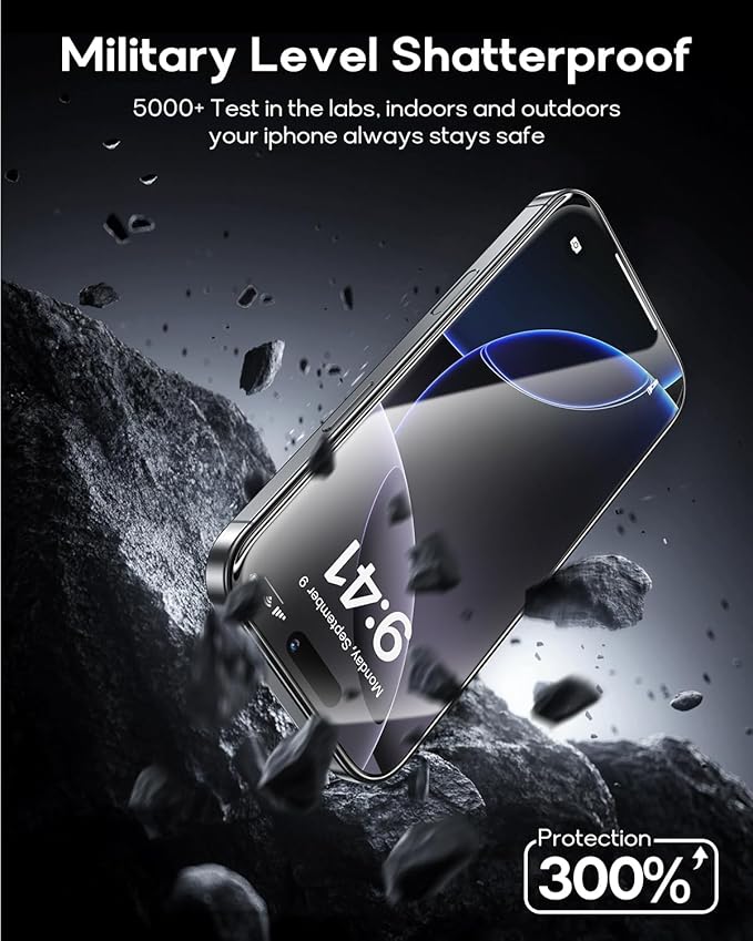 3 Pack for iPhone 14 Pro Tempered Glass Screen Protector:9H+ Durable, Auto Positioning, Bubble Free, High Definition, Easy Installation