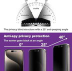 Matte Privacy Screen Protector for iPhone 17 Pro Max 6.9-Inch, Auto Dust Removal, 9H Anti-Spy Tempered Glass Film, Full Cover, Anti-Fingerprint, Easy Installation, 2 Pack