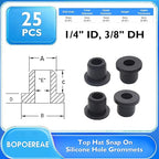 25 Pcs 3/8" Drill Hole, 1/4" ID Silicone Rubber Grommets for Wiring, Top Hat Grommets for Tubes Cables, Waterproof L-Shape O-Ring Seal Hose Gasket in Hydroponic Irrigation Systems