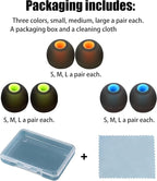 Silicone Replacement Earbud Tips Ear Tips Fit Most in-Ear Earbuds(Inner Hole 3.8mm -5.1mm) Headphone Rubber Tips Earbud Covers 9 Pairs S M L