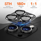Camera Lens Protector for iPhone 16 Pro Max/16 Pro/15 Pro Max/15 Pro/14 Pro Max/14 Pro, Aluminum Alloy Sapphire Glass Camera Screen Cover, Case Friendly- Glitter Black
