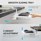 AX WABER Keyboard Tray Under Desk Pull Out with Extra Sturdy C Clamp Mount System, 27.3 (32.5 inch Including Clamps) x 11 Inch Slide-Out Platform Computer Drawer for Typing White AX01WW01