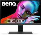 BenQ GW2480 Computer Monitor 24" FHD 1920x1080p | IPS | Eye-Care Tech | Low Blue Light | Anti-Glare | Adaptive Brightness | Tilt Screen | Built-In Speakers | DisplayPort | HDMI | VGA,Black