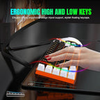 Snpurdiri 60% Wireless Gaming Keyboard and Mouse Combo,Orange Backlit Rechargeable 2000mAh Battery,Mini Mechanical Feel Anti-ghosting Keyboard + Popular RGB Mice for Gaming, Office(Black-White)
