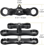 MINIFOCUS 1" Long Ball Clamp Dual Holder Mount for Underwater Photography Diving Light System, Compatible for GoPro Action Camera Flashlight Arms System(2 PCS)