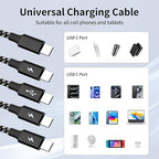 USB C Splitter Multi Charging Cable, Dual Type C Charger Cord,4 in 1 Multiple Nylon Braided Cable with 4 Type-C Connectors Compatible with iPhone 15 Pro Max/Samsung Galaxy/Tablets/Google-1Pack 5FT.
