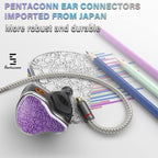 BASN Bmaster5 in Ear Monitors, 1DLC Diaphragm+4BA 5 Drivers IEM Earphones with Silver-Plated OFC Cable, Noise Isolation Wired Earbuds for Musicians (Purple)
