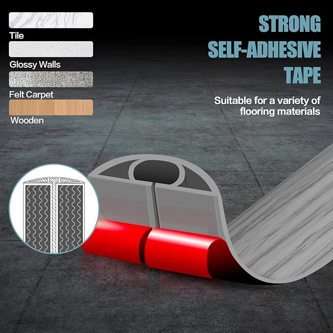 Floor Cord Cover Self Adhesive Cord Hider,10FT Cable Management, Extension Strip Protector for Wires, Prevent Cable Trips for Offices, Gyms, Exhibitions Cavity:0.39"(W) x 0.27"(H) Gray Wood