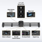 Zeapon AXIS 80 (2-axis) Multi-axis Motorized Camera Slider, 31''/80cm DSLR Dolly Carbon Fiber Electric Track, LCD Screen APP Control, Pan Head for 360° Panoramic Time-Lapse Follow Focus