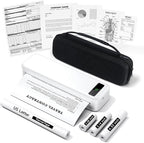 Portable Printers Wireless for Travel, Bluetooth Inkless Thermal Printer, Support 8.5" X 11" US Letter & A4, Small Mobile Printer with Carry Case and 4 Rolls Thermal Paper Kit, for Home Car Receipt