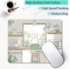 Cute Cartoon Anime Rabbit Custom Mouse Pad with Non-Slip Rubber, Small Square Design for Wireless Laptop & Computer Mouse Pads for Desk, 9.5 x 7.9 inch Smooth Surface for Gaming & Office