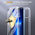 Miracase Glass Case for iPhone 13 Pro Max 6.7 inch, Upgrade Full-Body Clear Phone Bumper Case Cover with Built-in 9H Tempered Glass Screen Protector, Clear