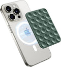 GONEZ Magnetic Suction Cup Phone Mount for MagSafe Case, Removable Silicone Sticky Grip for iPhone 12/13/14/15/16, Hands-Free Selfies and Videos for TikTok & Instagram Influencer/Creator, Army Green