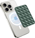 GONEZ Magnetic Suction Cup Phone Mount for MagSafe Case, Removable Silicone Sticky Grip for iPhone 12/13/14/15/16, Hands-Free Selfies and Videos for TikTok & Instagram Influencer/Creator, Army Green