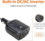 Amazon Basics 75W Car Power Inverter 12V to 110V for Vehicles, Black, 5.07 x 2.65 x 1.6 inches