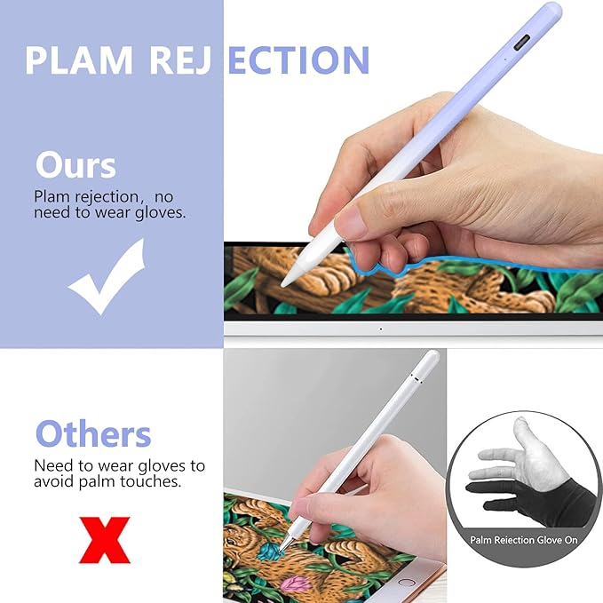 Stylus Pen for iPad 2018-2023 with Palm Rejection, Active Pencil for iPad 10th/9th/8th/7th/6th Generation, for iPad Pro 11/12.9 inch, for iPad Air 5th/4th/3th, for iPad Mini 6th/5th Gen(Sky Grey)