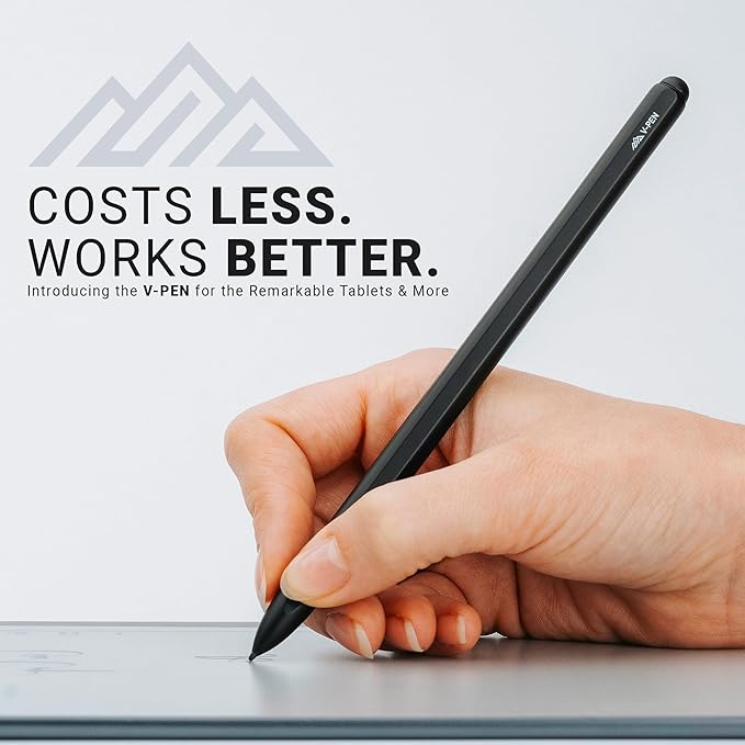 V-Pen EMR Stylus Remarkable 2 Pen Replacement with Digital Eraser + 5 Tips | 4096 Pressure Level Sensitivity & Palm Rejection | Digital Pen Marker Plus Compatible Kindle Scribe & Tablet Pen