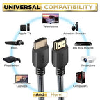PowerBear 4K HDMI Cable 15 ft [2 Pack] High Speed, Braided Nylon & Gold Connectors, 4K @ 60Hz, Ultra HD, 2K, 1080P, ARC & CL3 Rated | for Laptop, Monitor, PS5, PS4, Xbox One, Fire TV, Apple TV & More