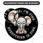 ITNRSIIET Round Mouse Pad with Stitched Edge Premium-Textured Waterproof Non-Slip Rubber Base Desktop Protection Mat Diameter 8.7 inches, Pretty Fine Elephant
