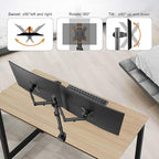 Suptek Dual Monitor Desk Mount, Adjustable Dual Monitor Arm for 2 Computer Screens up to 27 inch, Extra Tall 31.5" Pole Dual Monitor Stand for Desk, Holds up to 22 lbs(MD6842)
